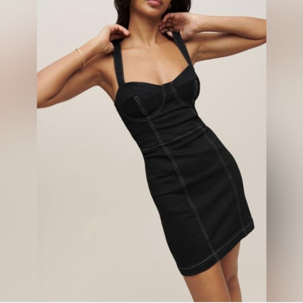 Reformation black denim mini dress NWT
